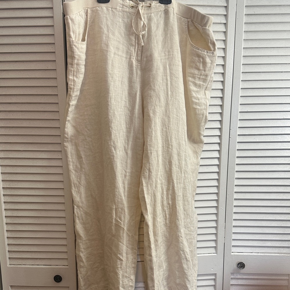 JM Collection Womens Light Tan Linen Pants